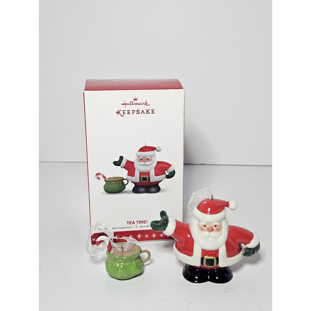 2016 Tea Time Ornament Santa Claus Teapot Cup Set 1st Hallmark Keepsake